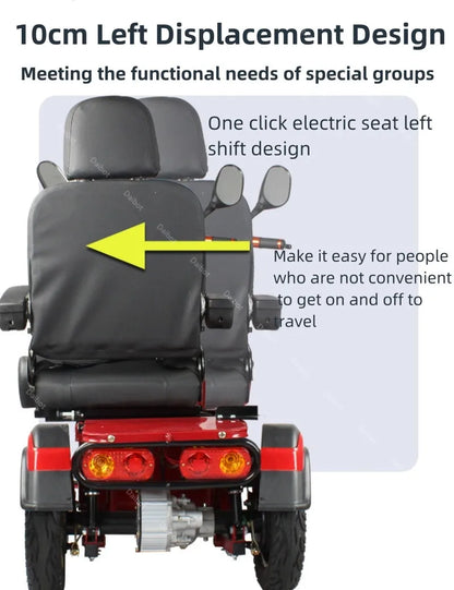 3 Wheel Mobility Scooter Disabled Seniros 600W 60V Small Family Electric Tricycle Lithium Battery/Seat 10cm Left Shift Design