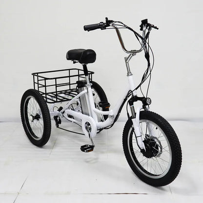 20 Inch Foldable Electric Tricycle 350W Brushless Motor 48V10.4Ah Lithium Battery 40km Max Load 150KG Adult 7Speed Cargo E-Trike