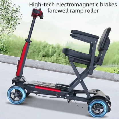 4 Wheel Small Lightweight Lithium Battery Mobile Scooter Adult Electric Scooter Disabled People Electric Folding Commuting Fold