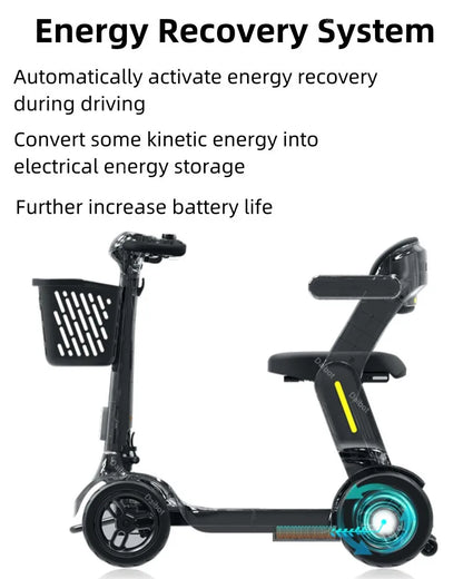 Folding Adult Electric Scooter For Long Distance With Seat 250W Senior Mobility Scooter Foldable For Travel With Basket