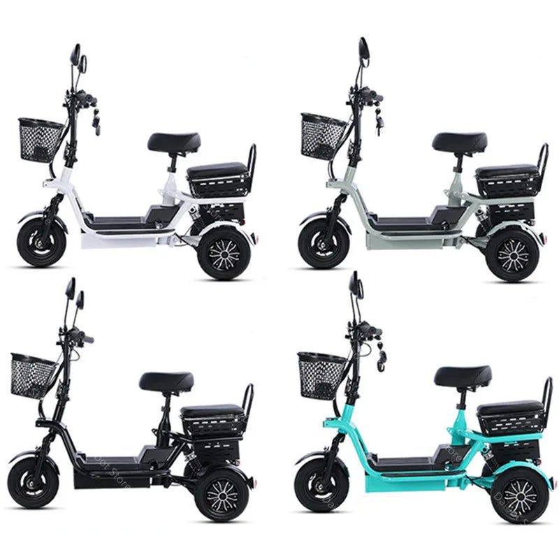 3 Seater Parent Child Electric Scooter 3 Wheel Foldable Baby Seat For Long Distance 800w 48v Mini Electric Tricycle For Women
