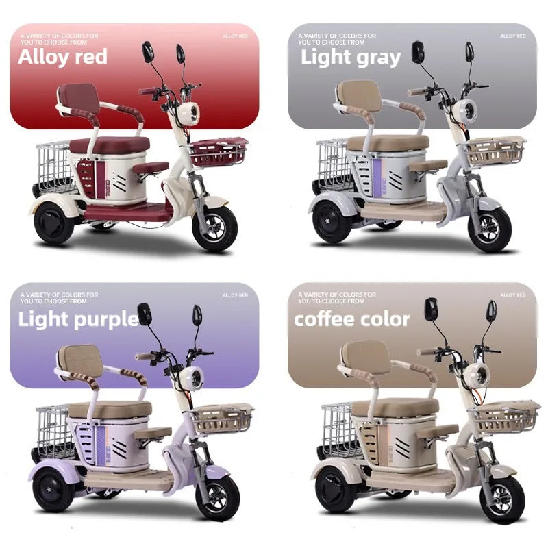 Large Capacity Basket 600W High Power Adult Flowing Electric Tricycle Household Elderly Leisure Small Disabled Mobility Scooter