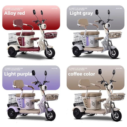 Large Capacity Basket 600W High Power Adult Flowing Electric Tricycle Household Elderly Leisure Small Disabled Mobility Scooter