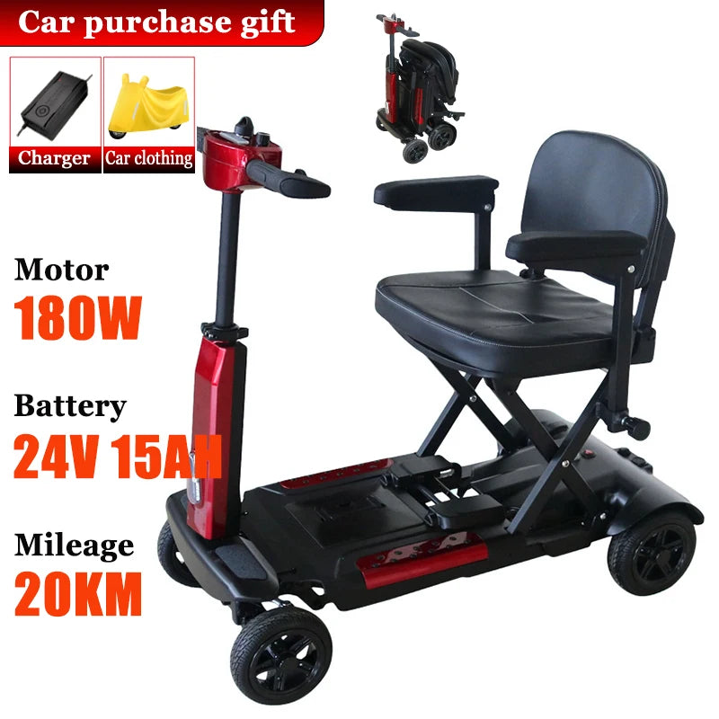 4 Wheel Small Lightweight Lithium Battery Mobile Scooter Adult Electric Scooter Disabled People Electric Folding Commuting Fold