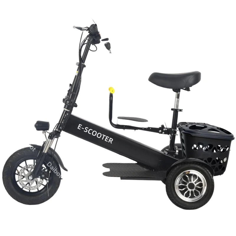 Lightweight Mobility Scooter Foldable With Basket For Adults Electric Scooter Senior Triple Shock Absorption 500W Trike 2 Seats