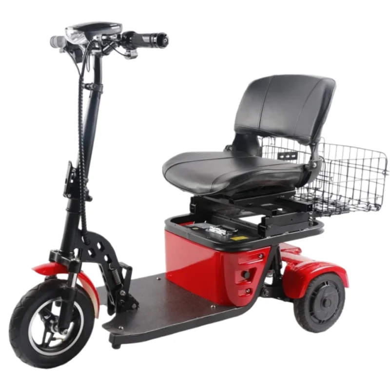 Mini Folding Electric Scooter For Elderly With Training Wheels 500W 36V 3 Wheels Mobility Scooter With Basket For Old People