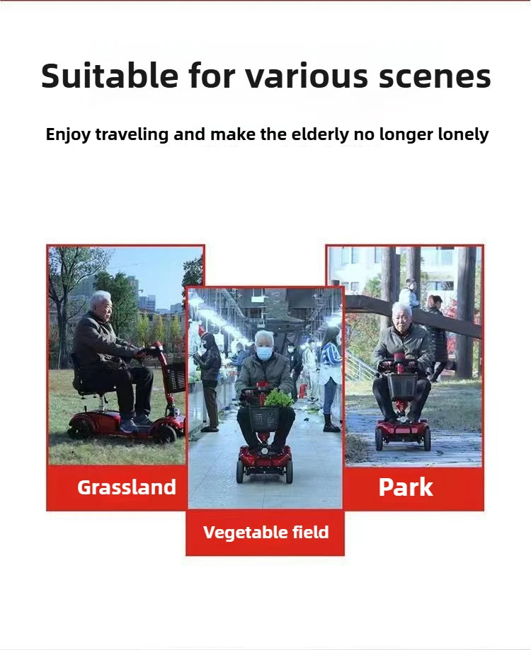 Mobility Scooter 4-Wheel Intelligent Scooter Household Elderly Electric Scooter Foldable Portable Disabled Comfortable Seat Fold
