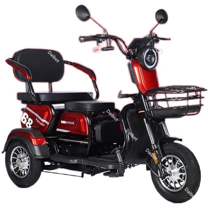 3 Wheel All Terrain Parent Child Electric Scooter 3 Seater For Elderly Adults 600W 48V Old Man Scooter Electric Tricycle Disable