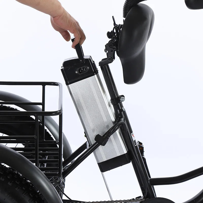 500W 48V Fat Tire Adults 3 Wheel Electric Tricycle With Passenger Seat/Rear Basket Removable Battery Electric Bike For 2 People