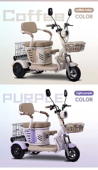Large Capacity Basket 600W High Power Adult Flowing Electric Tricycle Household Elderly Leisure Small Disabled Mobility Scooter