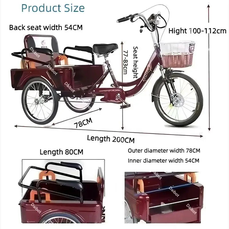3 Wheel Adult Cargo Electric Bike Boost Long Range 350W 20AH Hide Battery Removable Passenger Electric Tricycle For Senior Woman